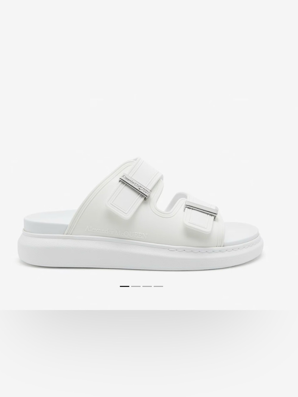 Alexander McQueen White Dual-Buckle Slide Sandals